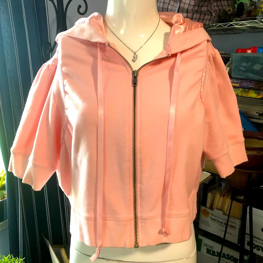 Torrid Pink Crop Hoodie w satin hood